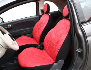 FIAT 500 Pokrowce dedykowane - czerwona eko-skóra