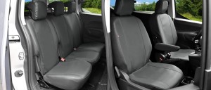 Renault Kangoo (wersja z kładzionym drugim rzędem foteli wraz z grodzią 5 miejsc od 2022-) Pokrowce samochodowe Eko-skóra